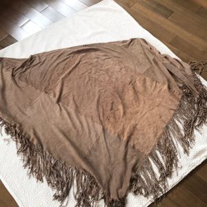 Leather fringed scarf from Italy.